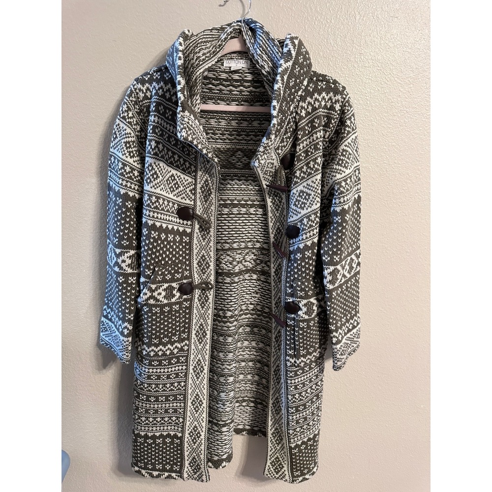 Cotton On Hooded Cardigan Sweater‎ Coat Aztec Print Toggle Closure Size M